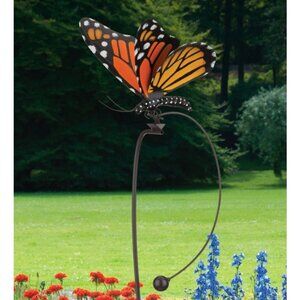 42" H, Oversize Monarch Butterfly Vibrant Color Kinetic Metal Stake Rocking